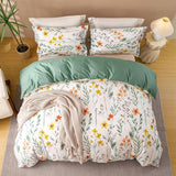 Load image into Gallery viewer, Floral Cotton Duvet Cover Set with Pillow Shams – 3 Pieces
