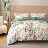Load image into Gallery viewer, Floral Cotton Duvet Cover Set with Pillow Shams – 3 Pieces